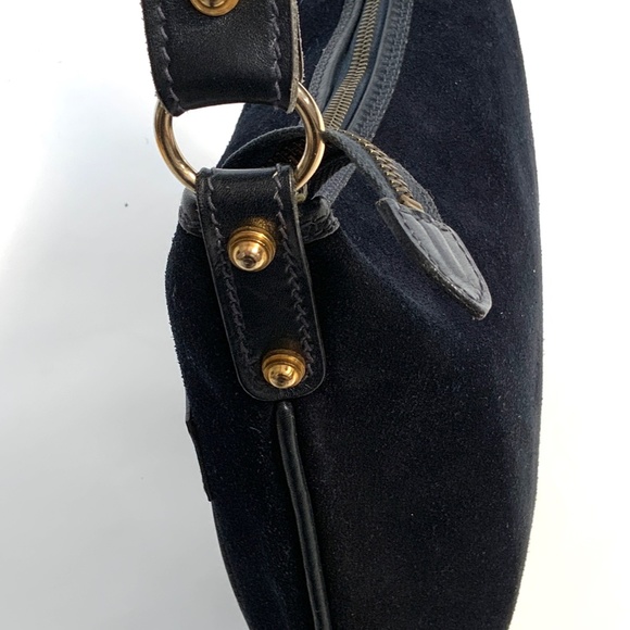 Vintage Gucci bag in navy blue suede and leather, early 1980s - Picture 4 of 11